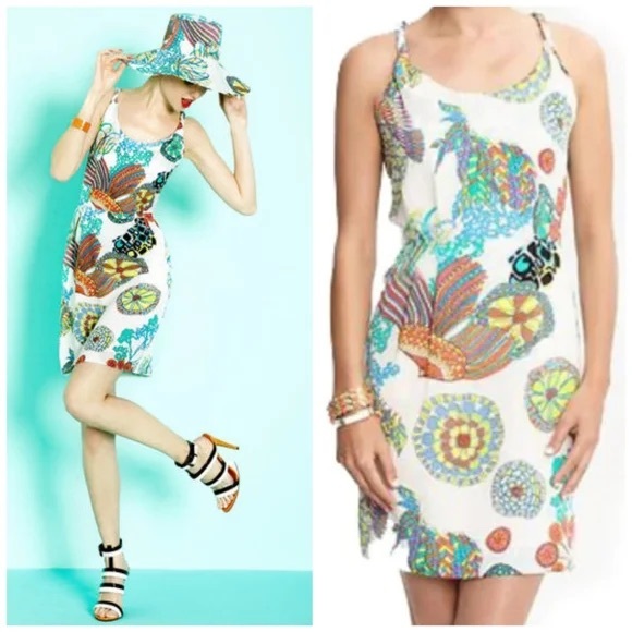 Vintage Banana Republic Trina Turk silk dress size 0 summer‎ 2012 - Picture 1 of 9